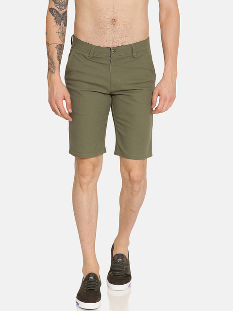 

IVOC Men Green Solid Slim Fit Regular Shorts