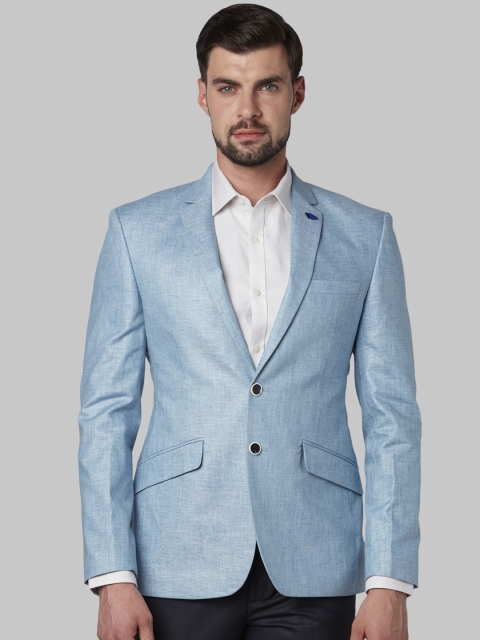 

Park Avenue Men Blue Self Design Super Slim-Fit Single-Breasted Blazer