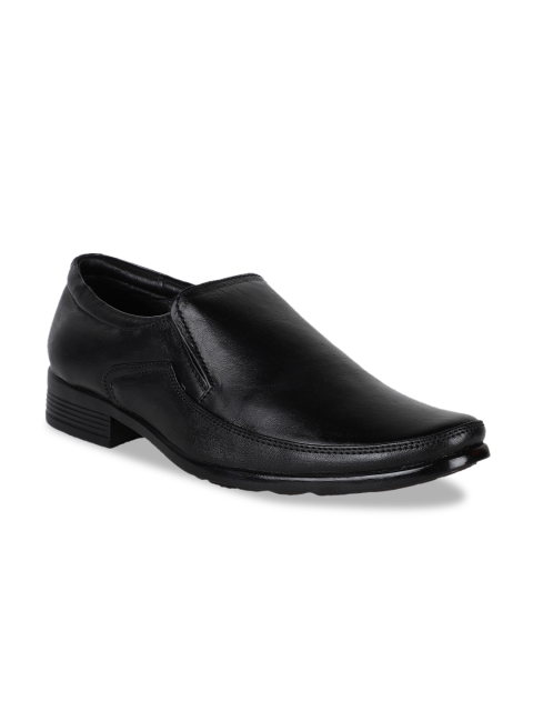 

Respiro Men Black Leather Formal Slip-Ons