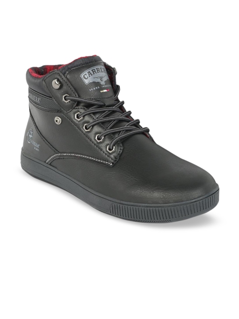 Carrera Men Black Solid High-Top Flat Boots