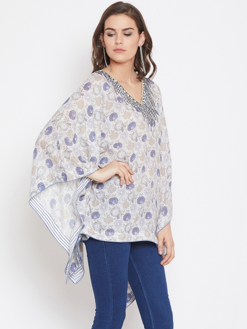 

The Kaftan Company Women Lavender Printed Kaftan Top