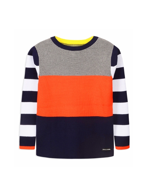 

Cherry Crumble Boys Grey & Orange Colourblocked Sweater