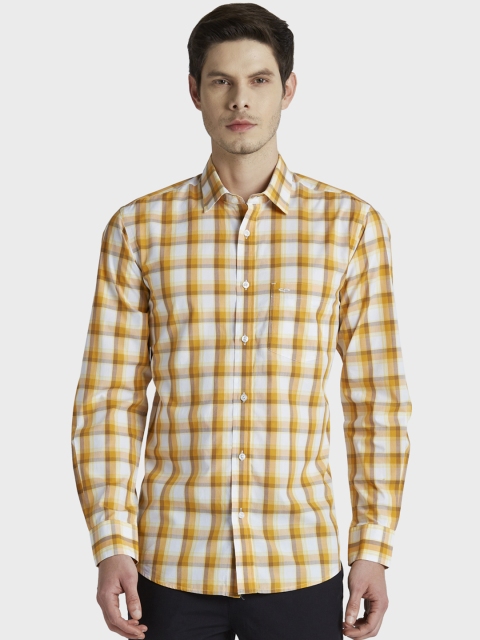 

ColorPlus Men Yellow & White Tailored Fit Checked Casual Shirt