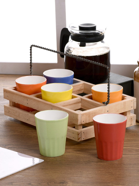 

CLAY CRAFT Set of 7 Solid Kulladhs Set, Multi