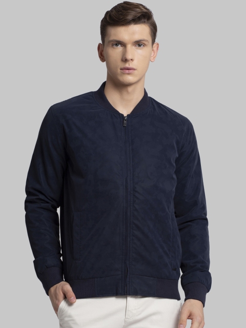 Parx Men Navy Blue Printed Bomber Jacket