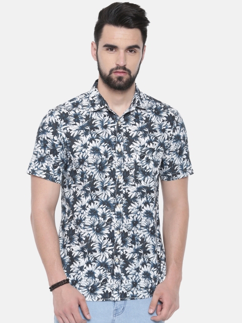 

IMYOUNG Men Blue Slim Fit Printed Casual Shirt
