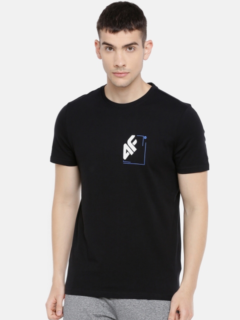 

4F Men Black Solid Round Neck Pure Cotton T-shirt
