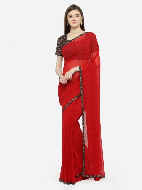 

Shaily Red Printed Pure Georgette Saree