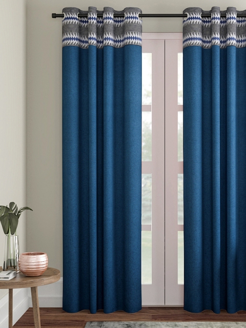 

Soumya Teal Blue Solid Single Long Door Curtain