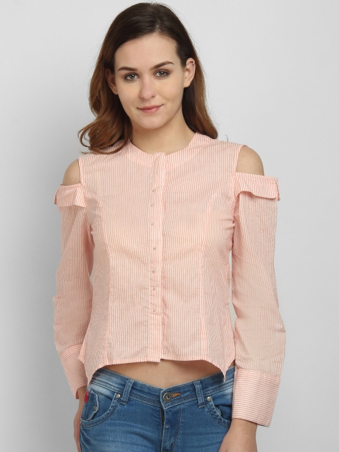 

LA LOFT Women Pink Regular Fit Striped Casual Shirt