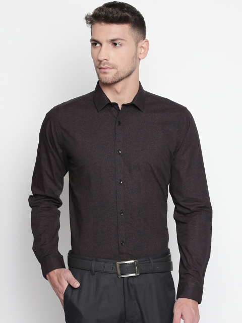 

RICHARD PARKER by Pantaloons Men Black & Red Slim Fit Printed Formal Shirt