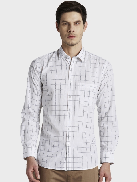 

ColorPlus Men White & Blue Slim Fit Checked Casual Shirt