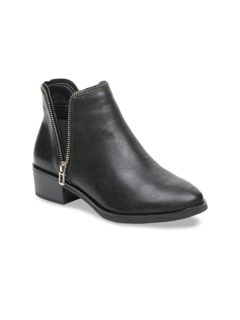 Call It Spring Women Black Solid Heeled Boots
