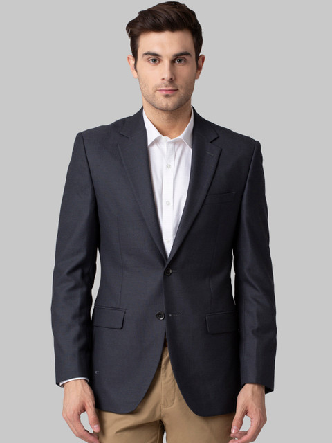 

Park Avenue Men Grey Solid Regular-Fit Single-Breasted Blazer