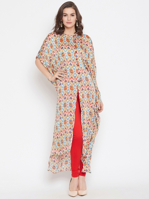 

The Kaftan Company Women Red & Blue Printed A-Line Kurta