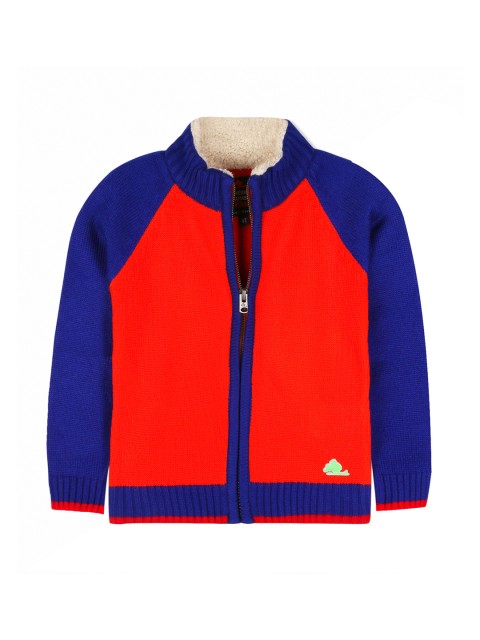 

Cherry Crumble Boys Red & Blue Solid Cardigan