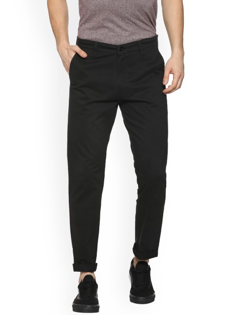 

Campus Sutra Men Black Slim Fit Solid Regular Trousers
