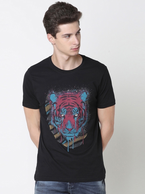 

Newport Men Black Printed Round Neck Pure Cotton T-shirt