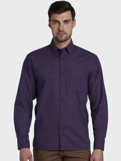 

ColorPlus Men Red & Blue Regular Fit Checked Casual Shirt