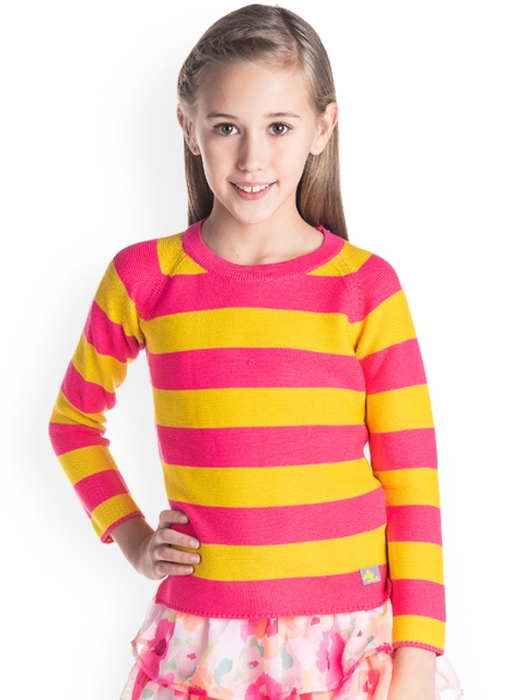 

Cherry Crumble Girls Pink & Yellow Striped Sweater