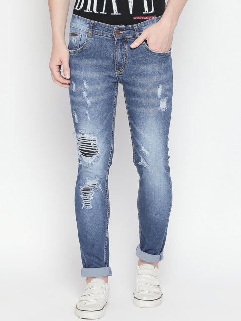 

BOLTS and BARRELS Men Blue Slim Fit Low-Rise Mildly Distressed Stretchable Jeans
