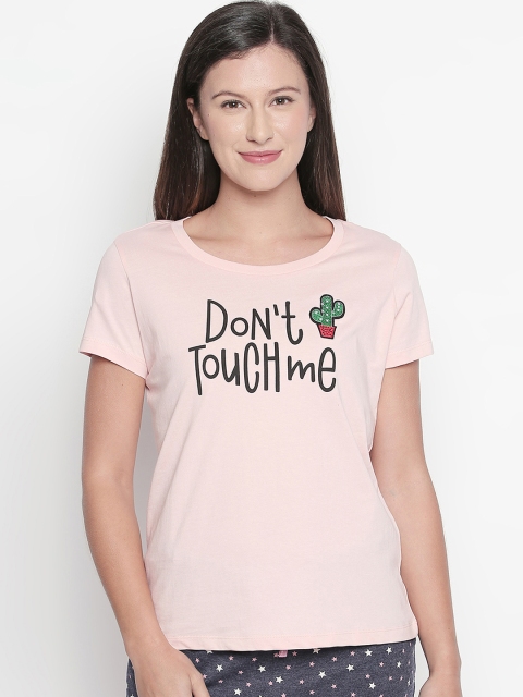 

Dreamz by Pantaloons Women Pink Printed Round Neck T-shirt