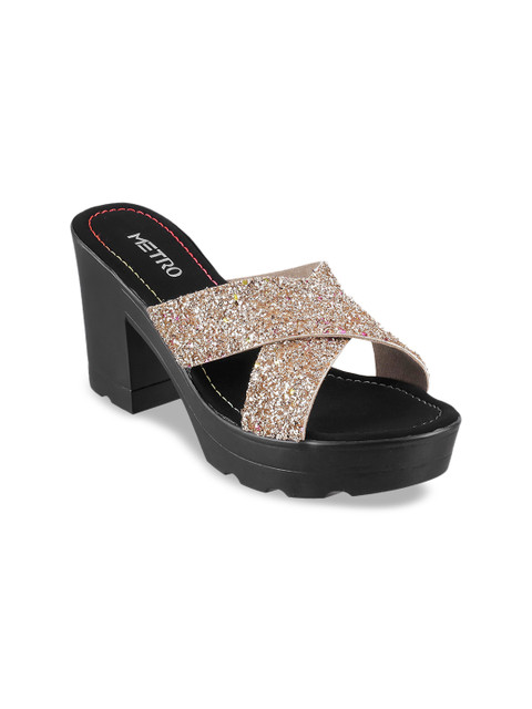 

Metro Women Gold-Toned Solid Mules