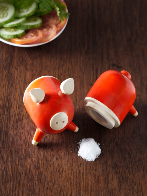 Dennmarks Orange & Off-White Spice, Salt & Pepper Dispenser