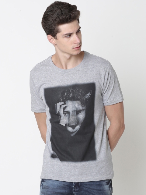 

Newport Men Grey Printed Round Neck T-shirt