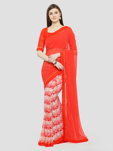 

Shaily Red Printed Pure Georgette Saree