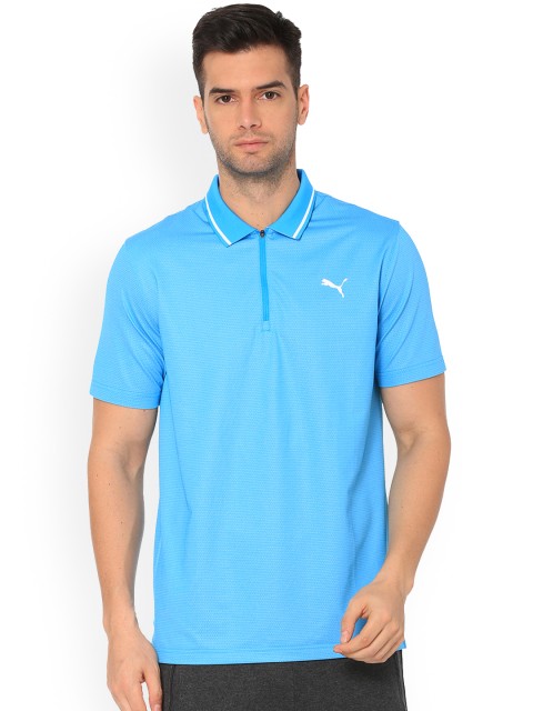 

Puma Men Blue Solid Polo Collar T-shirt
