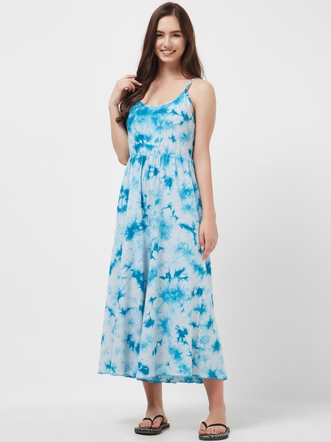 

Mystere Paris Women Blue Printed Basic Jumpsuit