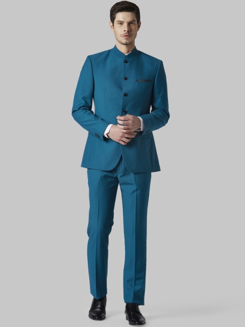 

Park Avenue Men Blue Bandhgala Slim Fit Suit