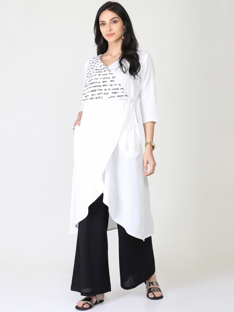 

Abhishti Women White & Black Printed Kurta with Palazzos