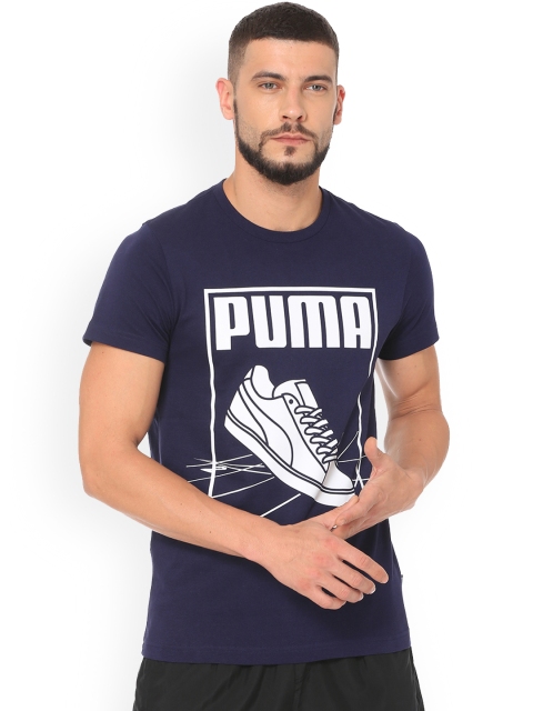 

Puma Men Blue Printed Round Neck T-shirt