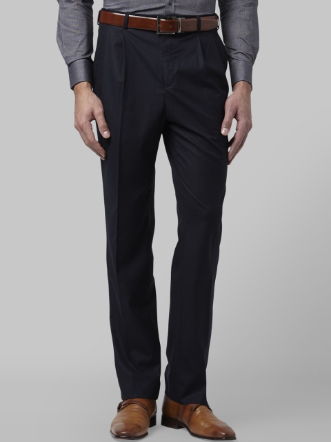 

Park Avenue Men Navy Blue Regular Fit Solid Formal Trousers