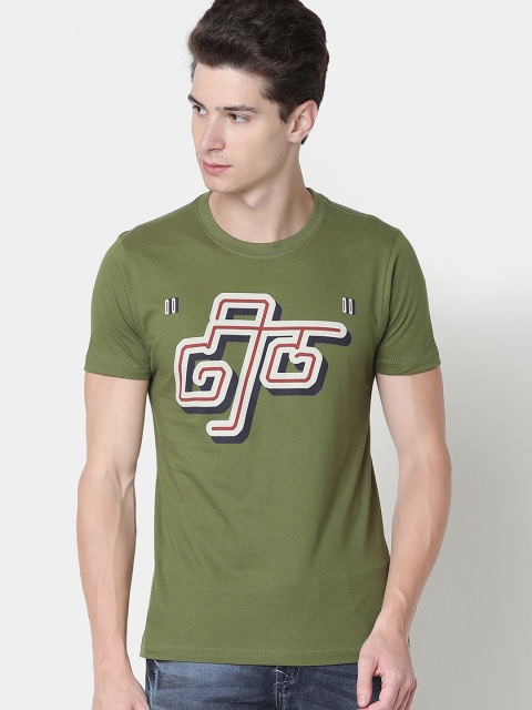 

Newport Men Green Printed Round Neck T-shirt