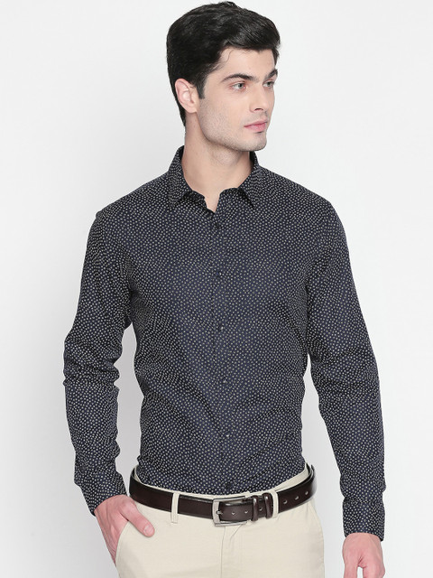 

RICHARD PARKER by Pantaloons Men Navy Blue Slim Fit Printed Formal Shirt