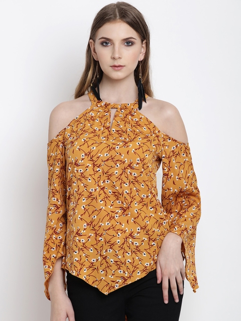 

Lady Stark Women Yellow Floral Printed A-Line Top