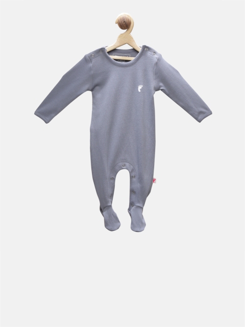 

First Kick Boys Grey Solid Romper
