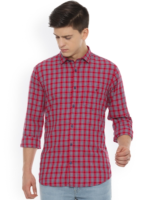 

Louis Philippe Men Red Slim Fit Checked Casual Shirt