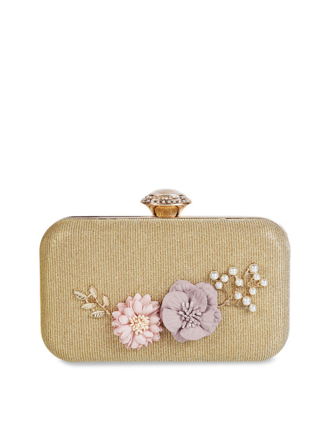 

Mochi Gold-Toned Textured Embellished Clutch