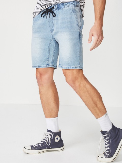 

COTTON ON Men Blue Washed Regular Fit Denim Shorts