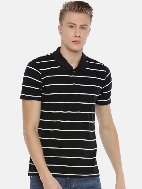 

Kryptic Men Black Striped Polo Collar T-shirt