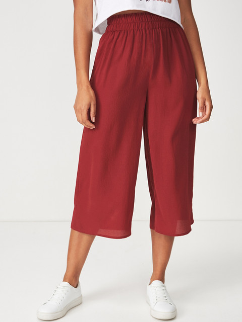

COTTON ON Women Maroon Loose Fit Solid Culottes