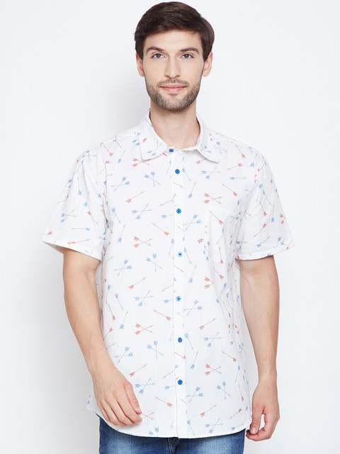 

Oxolloxo Men White Regular Fit Printed Casual Shirt