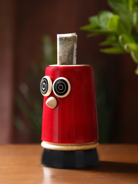 

Dennmarks Red & Brown Handmade Owl Shaped Money Bank