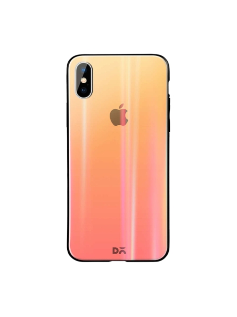 

DailyObjects Peach-Coloured & Orange iPhone X Holographic Glass Case Cover
