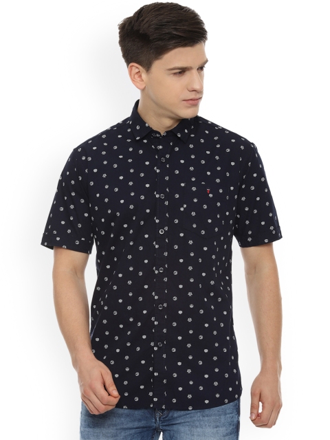 

Louis Philippe Men Navy Blue & Navy Blue Slim Fit Printed Casual Shirt