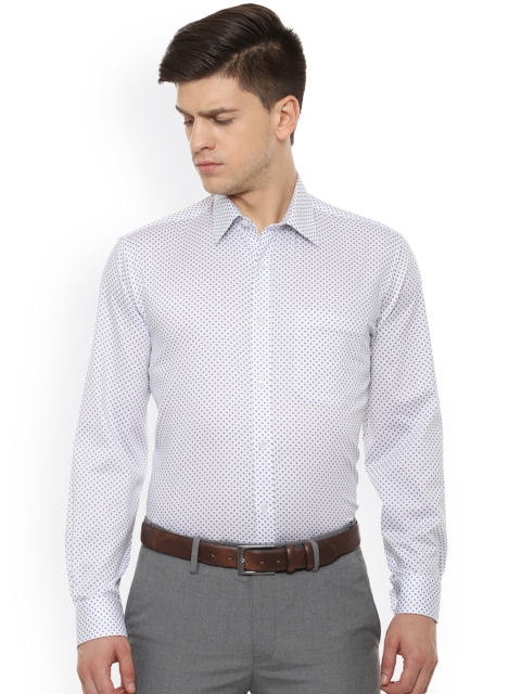 

Louis Philippe Men White & Navy Blue Slim Fit Printed Formal Shirt